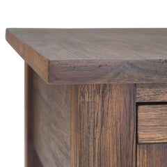 Hector - Narrow Side Table - Distressed Charcoal Brown
