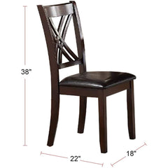 7pcs Dining Set Dining Table 6 Side Chairs Clean Espresso Finish Cushion Seats X Design back Chairs