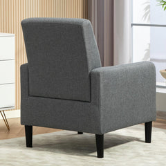 Faux Linen Upholstered Accent Chair, Modern Armchair with Solid Wood Frame, Single Sofa Chair for Living Room Bedroom