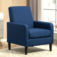 Faux Linen Upholstered Accent Chair, Modern Armchair with Solid Wood Frame, Single Sofa Chair for Living Room Bedroom