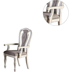 Antique White Set of 2pc Dining Arm Chairs Upholstered Tufted Unique Design Chairs Back Cushion Seat Dining Room