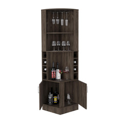 Story Corner Bar Cabinet, Two External Shelves Espresso