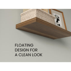 Floating Shelves, Walnut, 2 Shelves, 1.50" H