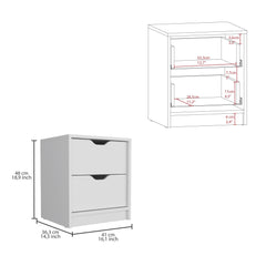 Utopia 2 Drawers Nightstand , End Table, Side Table Pull Out System -White