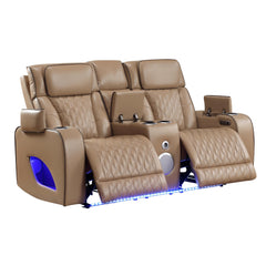 Hephaestus Modern Style Upholstery Recliner Loveseat Made with Wood & Massage Function Included - Caramel
