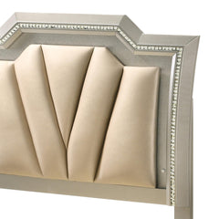 Ares Synthetic Leather & Champagne Finish Full Bed W/Led & Storage