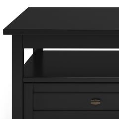 Warm Shaker Solid Wood 48 inch Wide Transitional Coffee Table in Black