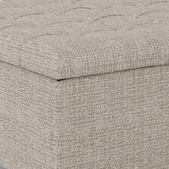 Aeneas 36 inch Wide Coffee Table Storage Ottoman in Platinum Tweed Look Fabric