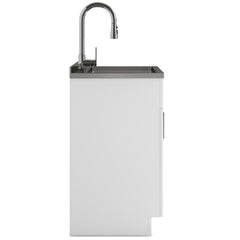 Modern Wide Shaker - 24" Laundry Cabinet with Faucet and Stainless Steel Sink - White