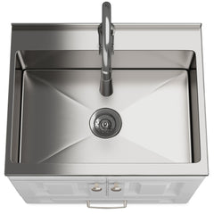 Gallery - 28" Laundry Cabinet with Faucet and Stainless Steel Sink - White