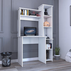 Valhalla Writintg Desk, Two Superior Shelves, Five Cubbies -White