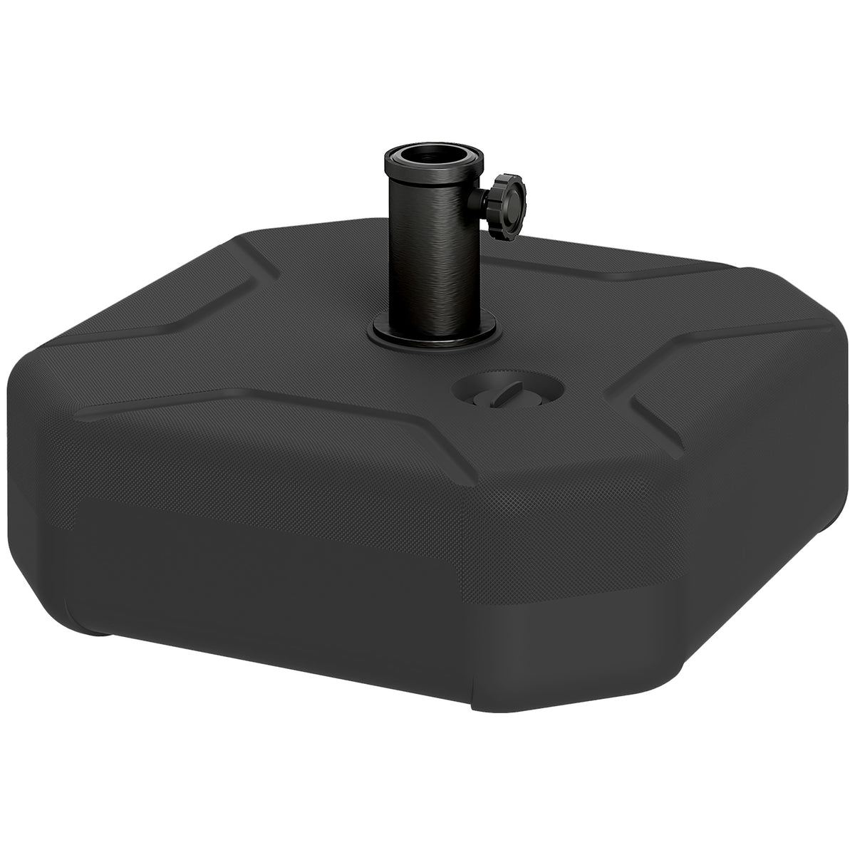Square Patio Umbrella Base Holder, Heavy Duty Outdoor Umbrella Stand Base, Filled Up to 55lbs with Sand or 44lbs with Water for Garden, Poolside, Black