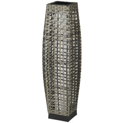 Solar Floor Lamp, Outdoor Garden Lantern Pathway Light & Decorative Driveway Lighting with Auto On/Off LED Lights for Porch, Yard, Lawn, Courtyard, Deck, Gray