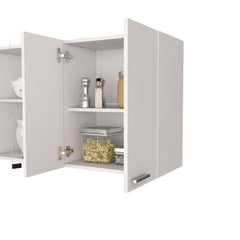 Archive Wall Cabinet Peoria, Four Interior Shelves, White Finish