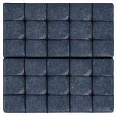Aeneas 40 inch Wide Large Square Coffee Table Storage Ottoman in Denim Blue Vegan Leather