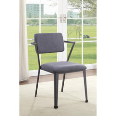 Odysseus Gray Fabric & Gunmetal Finish Dining Chair ( Set of 2)