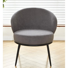 Round Velvet Accent Chair, Mid-Century Modern Upholstered Armchair with Metal Legs, Comfy Barrel Side Chair for Living Room Bedroom