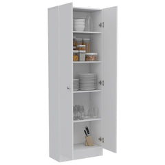 Valhalla Pantry Cabinet, Five Shelves, Double Door Cabinet -White
