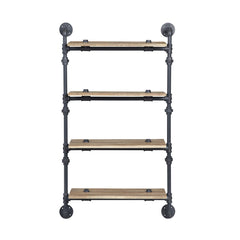 Agamemnon Oak & Sandy Black Finish Wall Rack W/4 Shelves