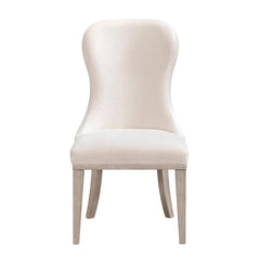 Traditional Elegance Side Chairs Set of 2 Dining Furniture Ivory Fabric Upholstery Durable Cushion Seat Back Classic Design Comfort