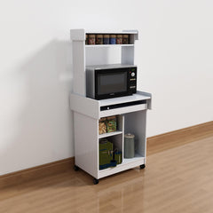 Polyxena Cart Coffee Station Computer Cart on locking castors hutch gliding shelf White color