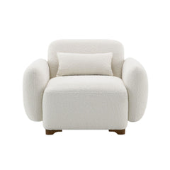 Aeneas Beige Boucle Accent Chair with 1 Toss Pillow