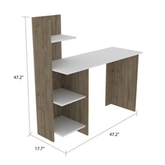 Eternity 120 Writing Desk , Four Shelves -Light Oak / White
