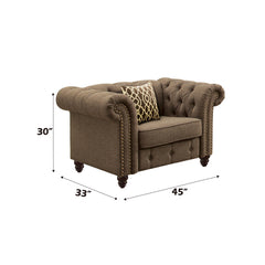 Zenith Brown Linen Chair W/Pillow