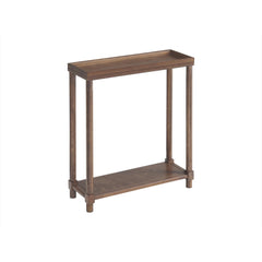Narrow Side End Tables with Shelf, Set of 2, Antique Chestnut