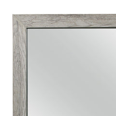 Jupiter 39 Inch Transitional Mirror, Square Wood Frame, Weathered Gray Veneer