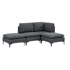Linen Upholstered Modular Sectional with Metal Legs