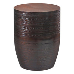 Perseus 15 inch Wide Tribal Pattern Metal Accent Table in Oil Rubbed Bronze