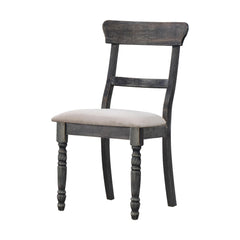Poem Light Brown Linen Weathered Gray Finish Side Chair (Set of 2)