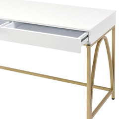 Aurora White High Gloss & Gold Finish Writing Desk