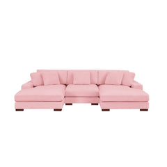 Large Seating Corduroy Upholstered Double Chaise Sectional