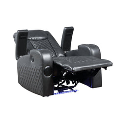 Pluto Dark Gray Leather Aire Power Motion Recliner W/Bluetooth, Wireless Charger & Cupholder