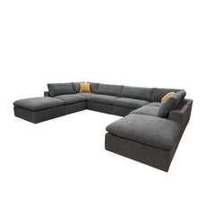 Coffee Bean Like Upholstery Full Compressed Modular Sectional with Toss Pillows
