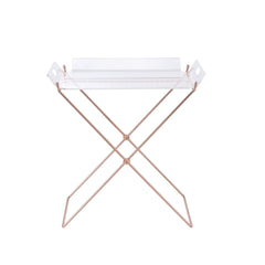 Menelaus Clear Acrylic & Copper Finish Tray Table