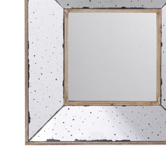 Aurora 12 Inch Square Wall Mirror, 3 Dimensional, Speckled Off White and Brown