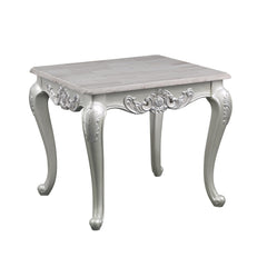 Olympus Traditional Style End Table Made with wood in Silver Finish
