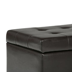 Gallery 34 inch Wide Storage Ottoman in Tanners Brown Vegan Leather