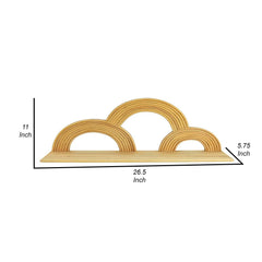 Ares 27 Inch Wall Decoration Shelf, 3 Layered Semi Circle Design, Brown
