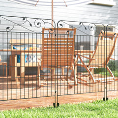 Garden Fence, 4 Pack Steel Fence Panels, 11.5' L x 43" H, Rust-Resistant Decorative Border Flower Edging for Yard, Landscape, Patio, Outdoor Decor, Square Vines