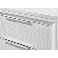 Contemporary White Textured Finish 5-Drawer Storage Tall Chest Wooden Solid Wood Bedroom Furniture