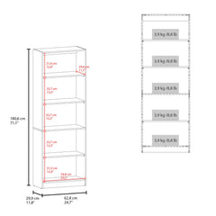 Home Four Shelves Bookcase With Multi-Tiered Storage, Natural Oak