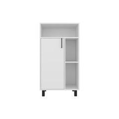 Hercules Base Cabinet, Compact Organizer, With One Door, Open Shelves And Top Display Space, White