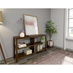 Wood Low Bookshelf with 2 Shelves; Walnut, 1PC