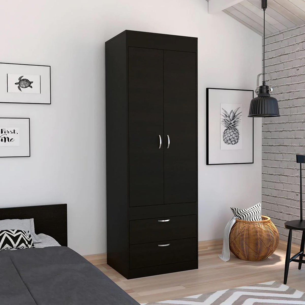 Wenge 2-Drawer Armoire