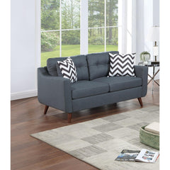 Modern Cozy Sofa Loveseat w Pillows 2pc Sofa Set Blue Gray Polyfiber Couch Tufted Cushions Living Room