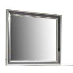 Vista Modern & Contemporary Style Mirror Made with Wood and Gold Accents in River Sand Grey (INCLUDES MIRROR ONLY)